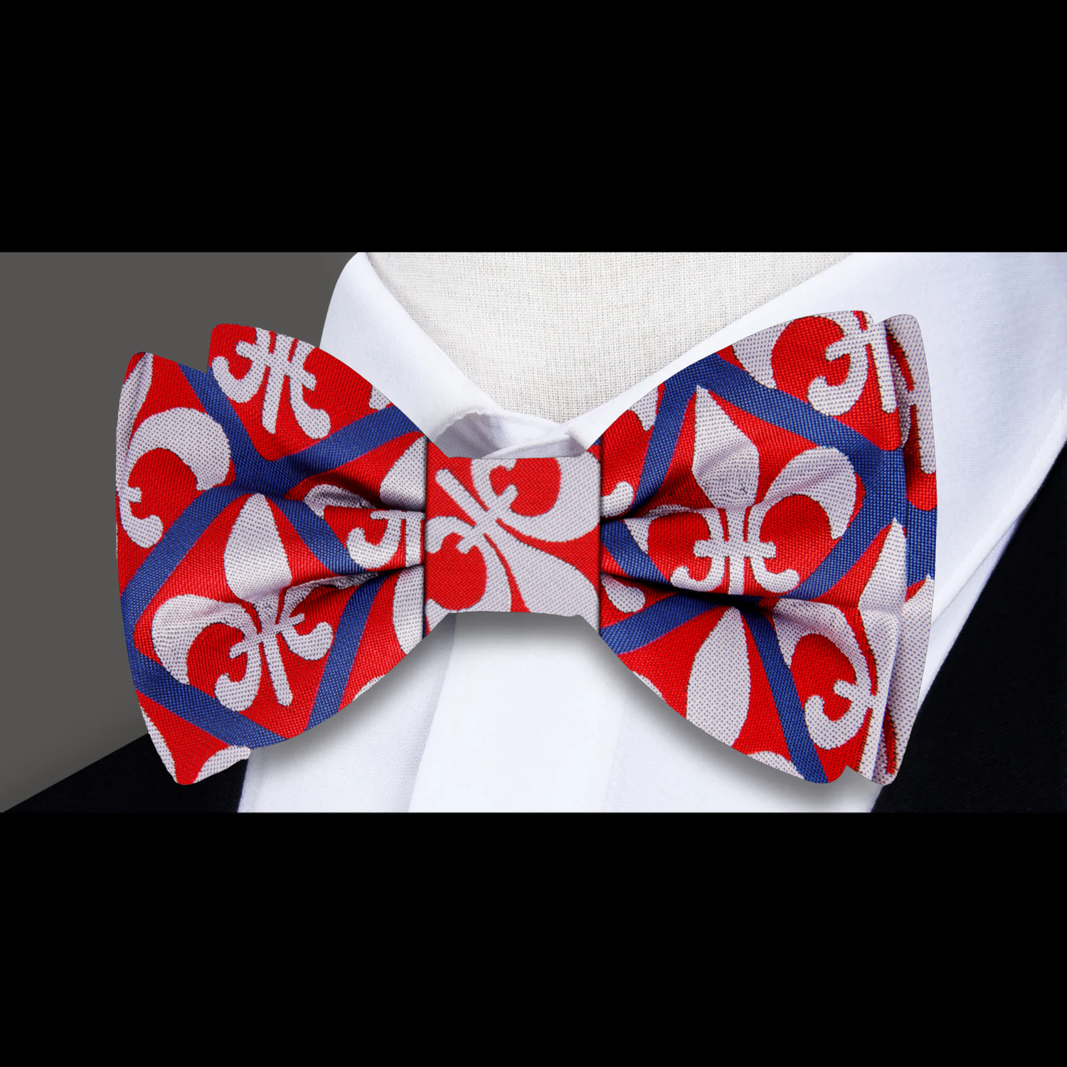 Red, Blue Fleur De Lis Bow Tie 