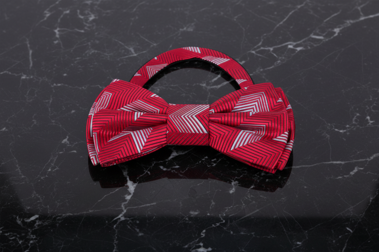 Pre Tied Red Geometric Lines Bow Tie
