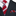 Red patterned tie and pocket square with a black suit jacket