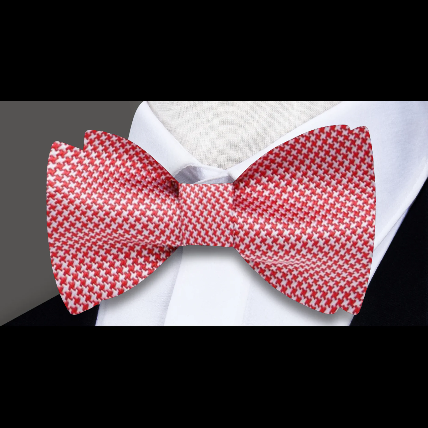 Red Grey Hounds Tooth Bow Tie 