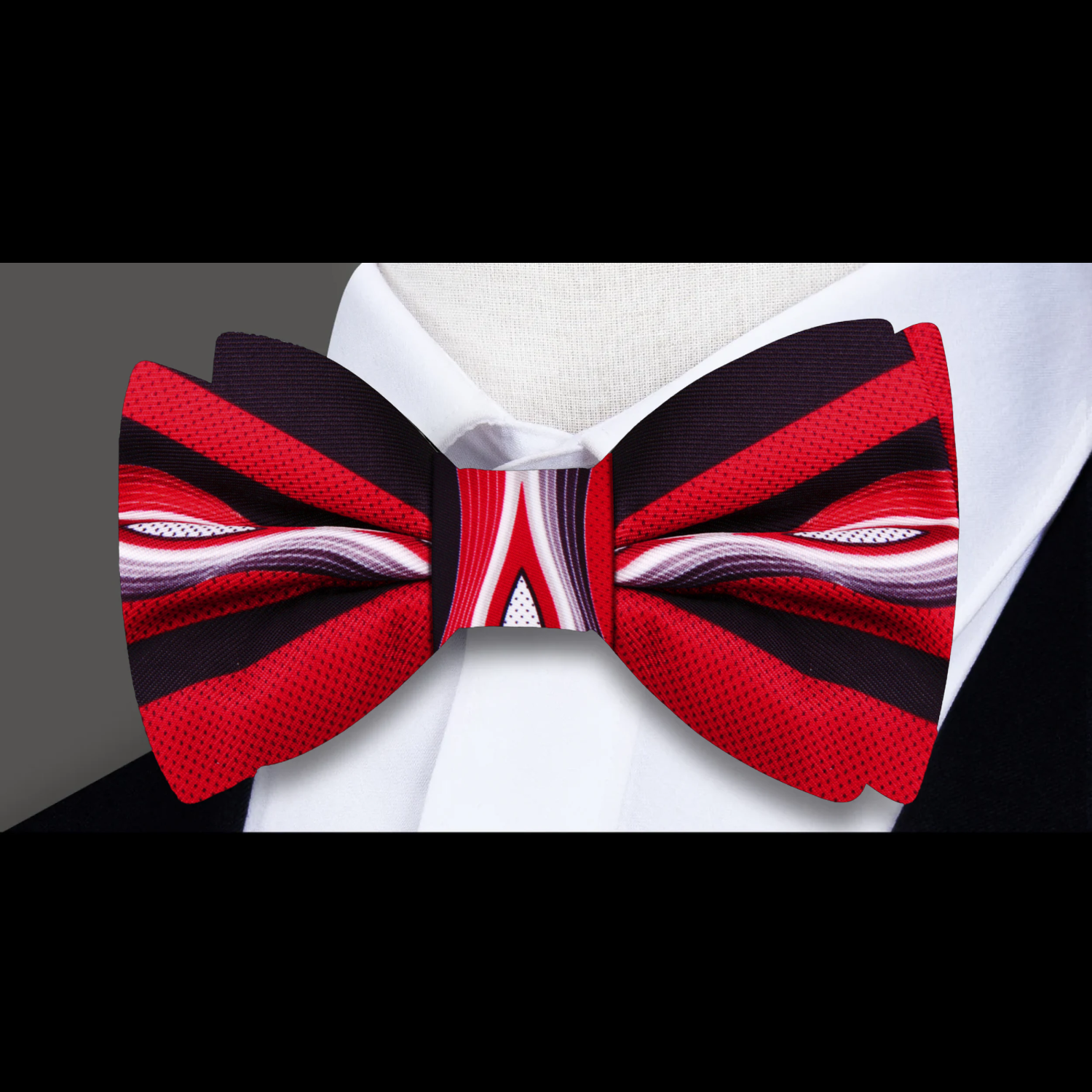 Red, Black Abstract Bow Tie 