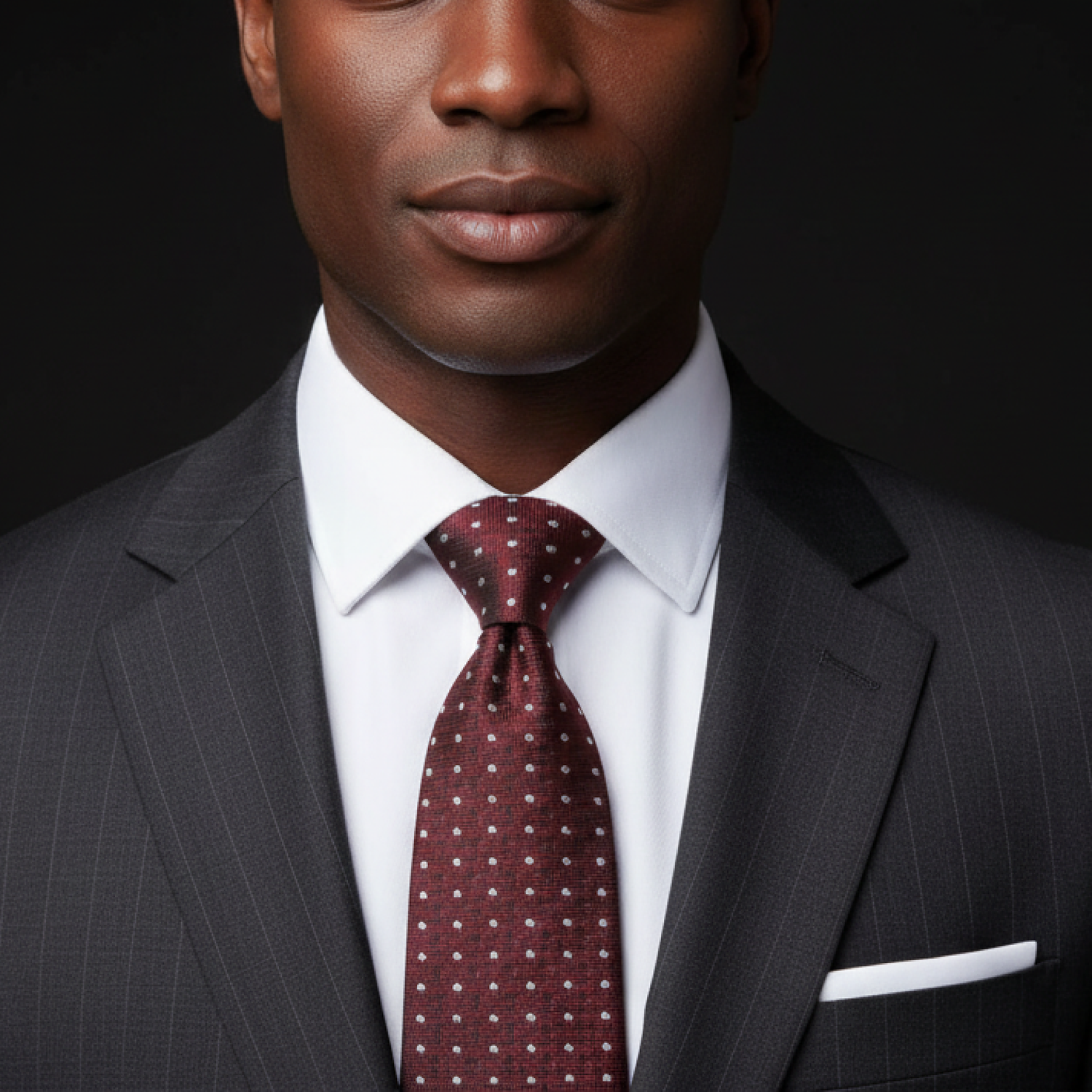 Deep Red and Burgundy Herringbone Dot Necktie