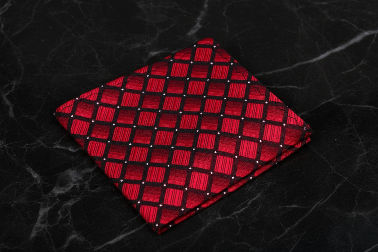 Red Geometric Pocket Square