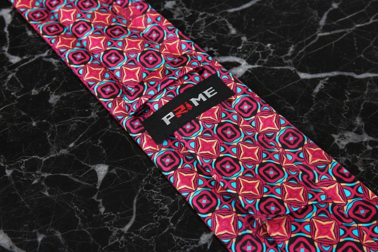 Red, Orange, Light Blue Geometric Necktie  Keep