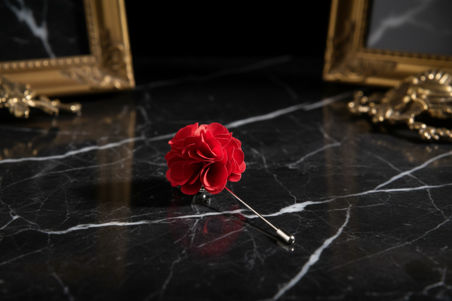A Solid Red Lapel Flower||Bright Red