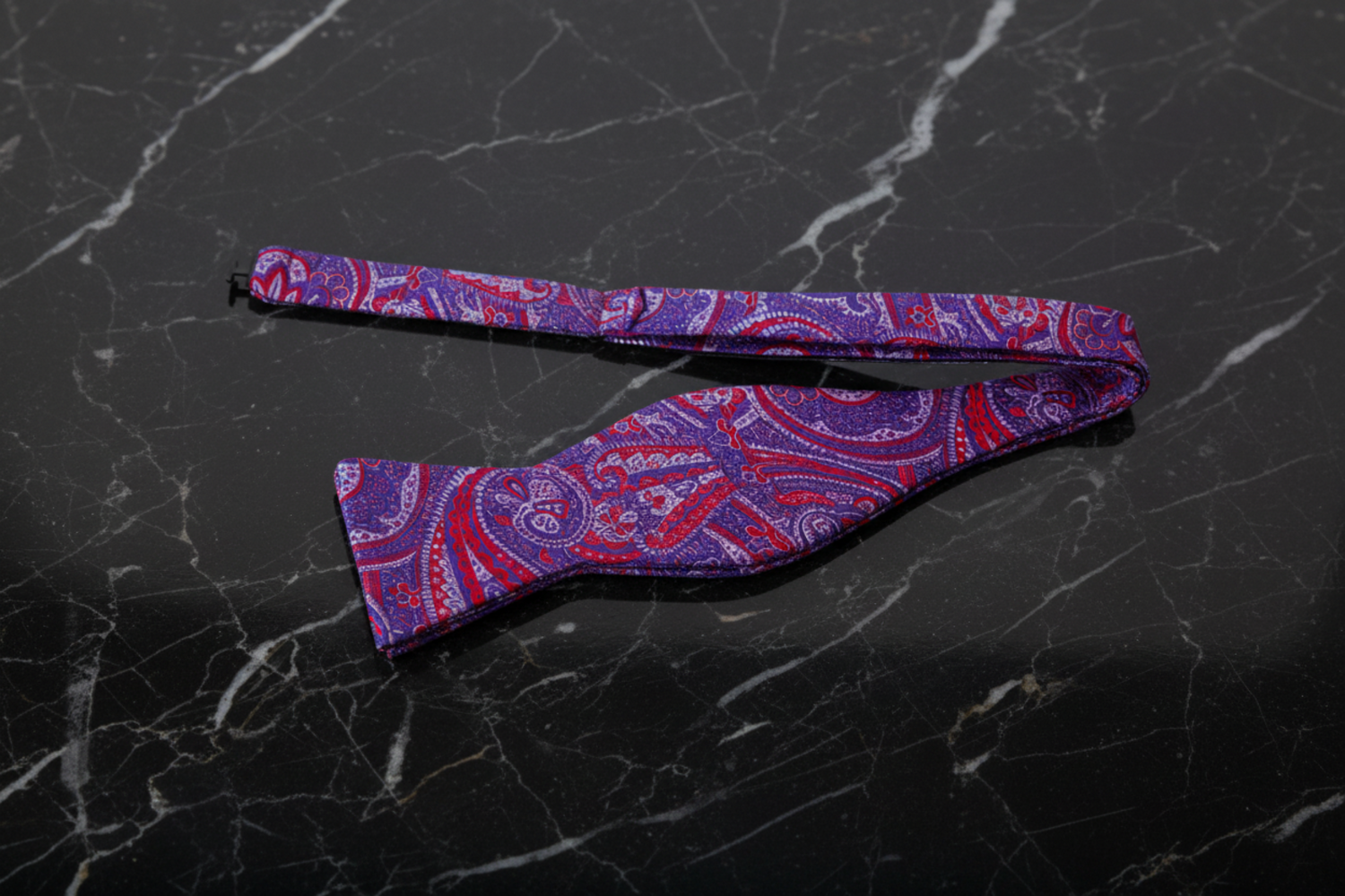 Red, Blue Paisley Bow Tie  