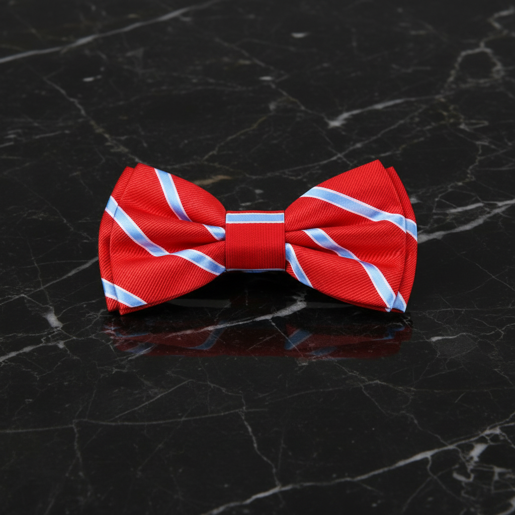 Red Light Blue Stripe Bow Tie Pre Tied