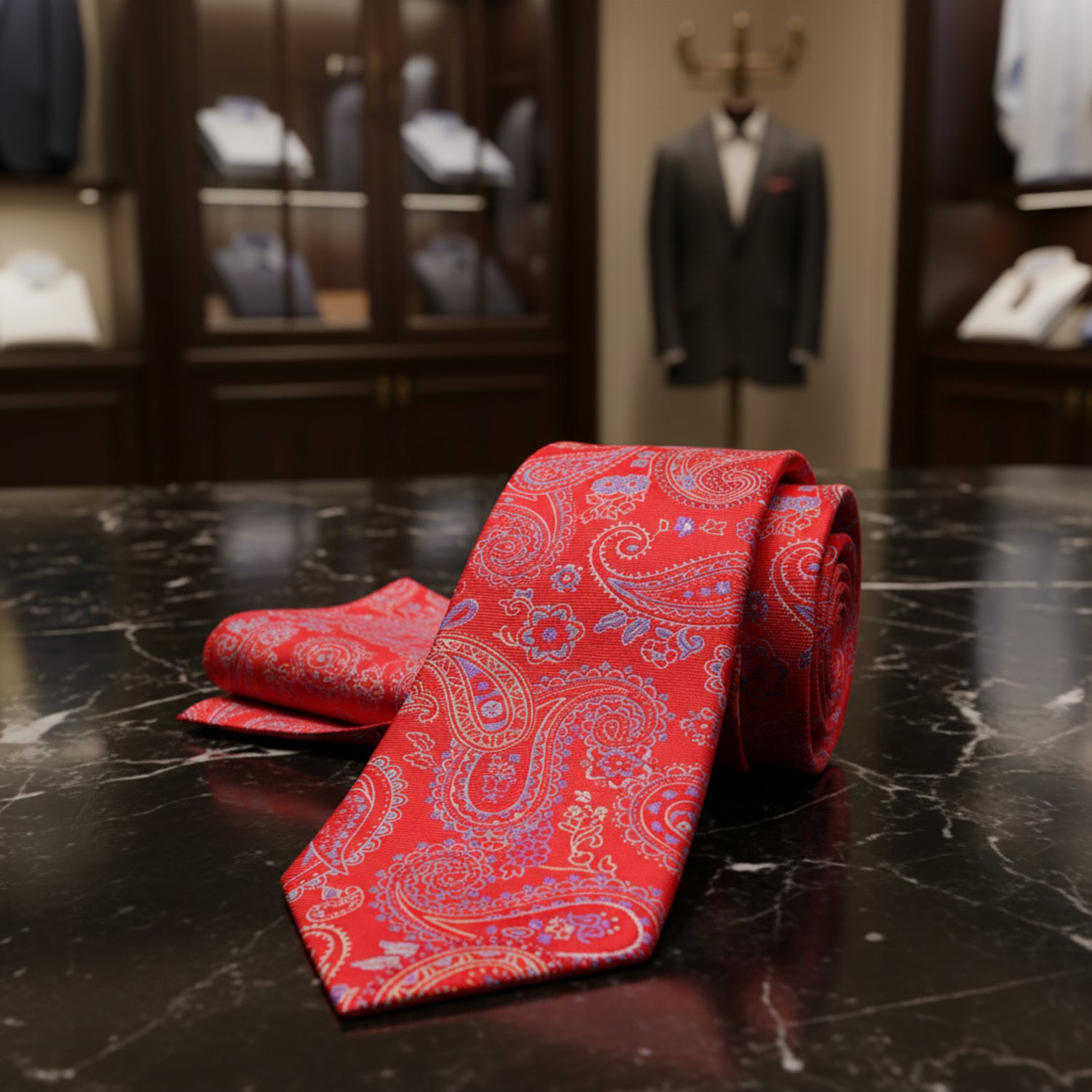 Alt view: Red, Light Purple Paisley Necktie