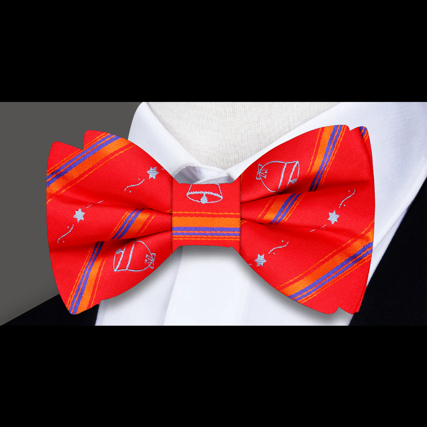 Red with Christmas Tree and Bell Bow Tie