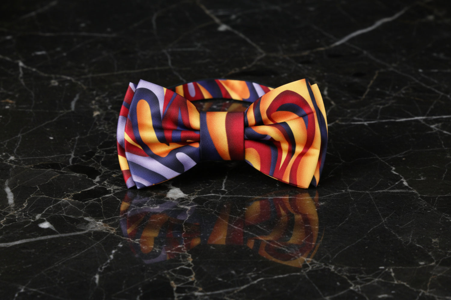 Red Orange Grey Black Abstract Combustion Bow Tie Pre Tied