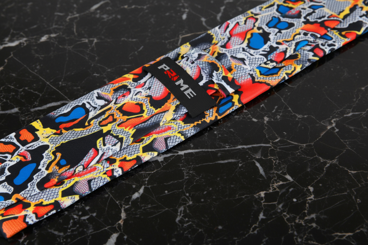 Grey, Red, Orange, Snakeskin Necktie Keep
