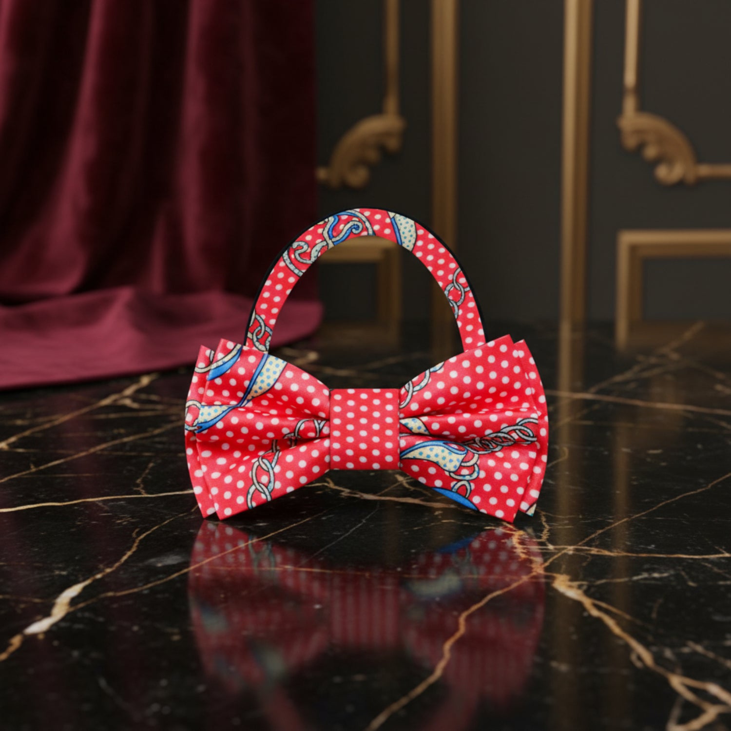 Red, White, Blue Gold Peace Pre Tied Bow Tie