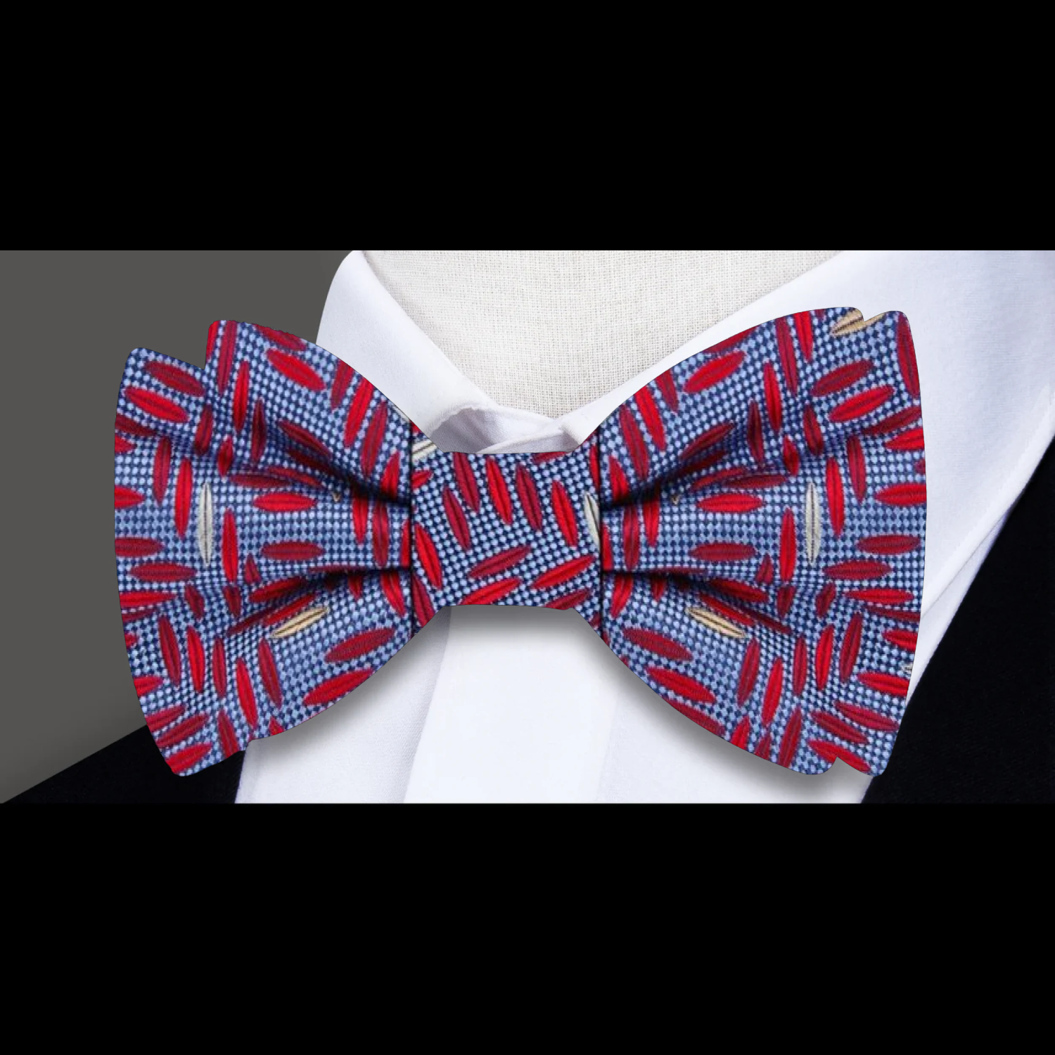 Red, Blue, Light Gold Geometric Bow Tie