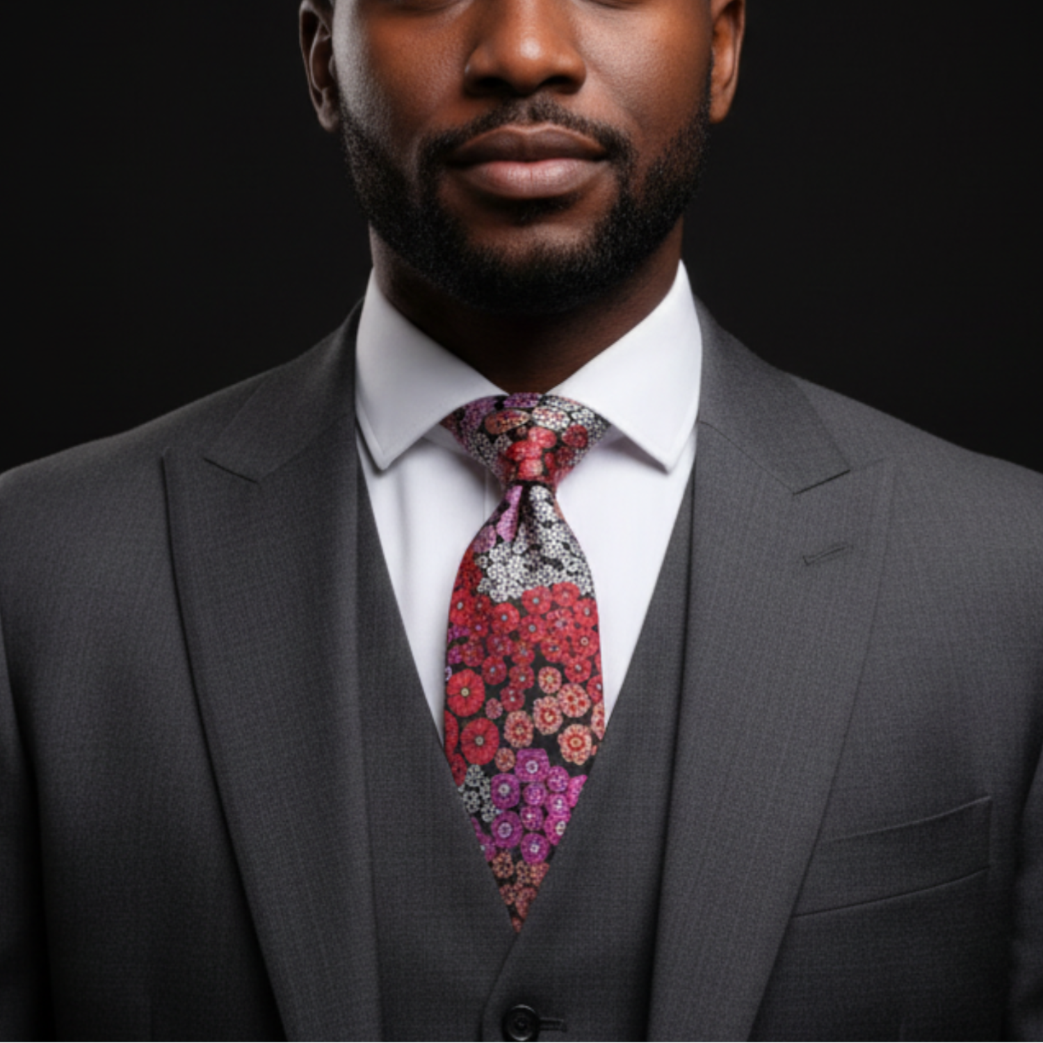 Shades of Pink, Orange & Red Floral Necktie
