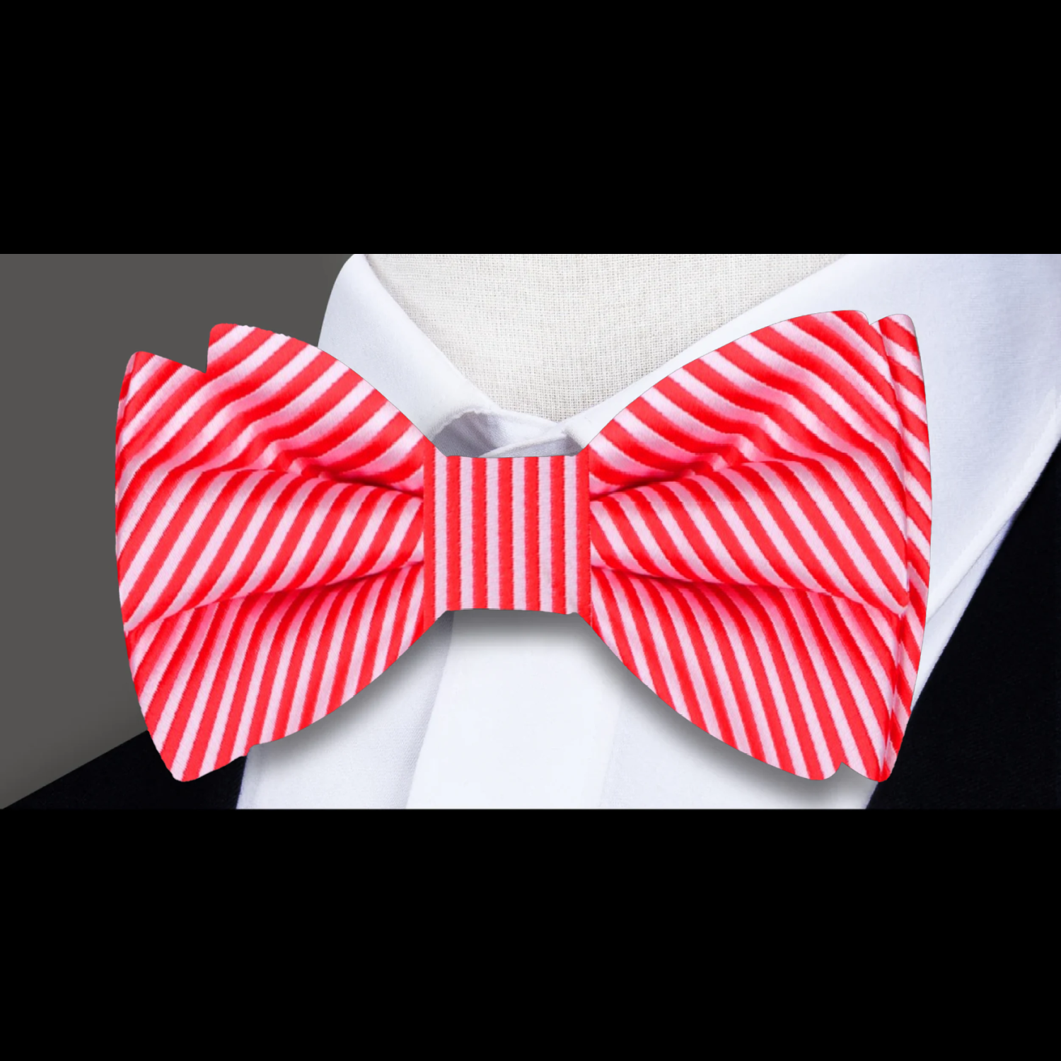 Red, White Pinstripe Bow Tie