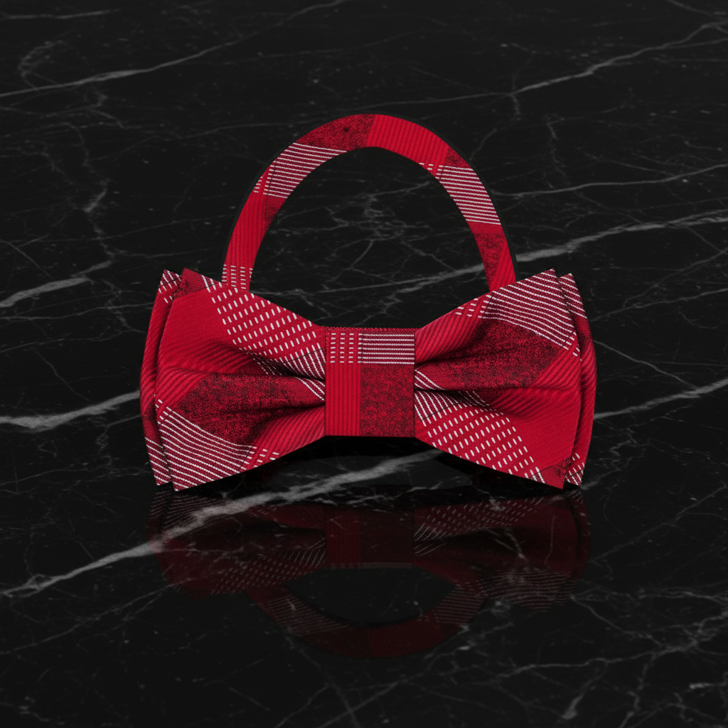 Red plaid bow tie pre tied
