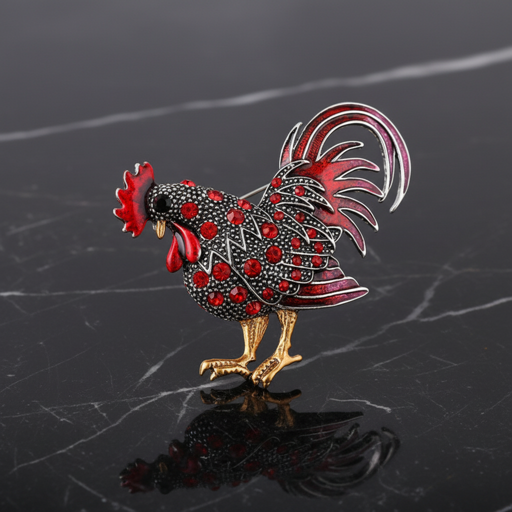 Red Rooster Brooch