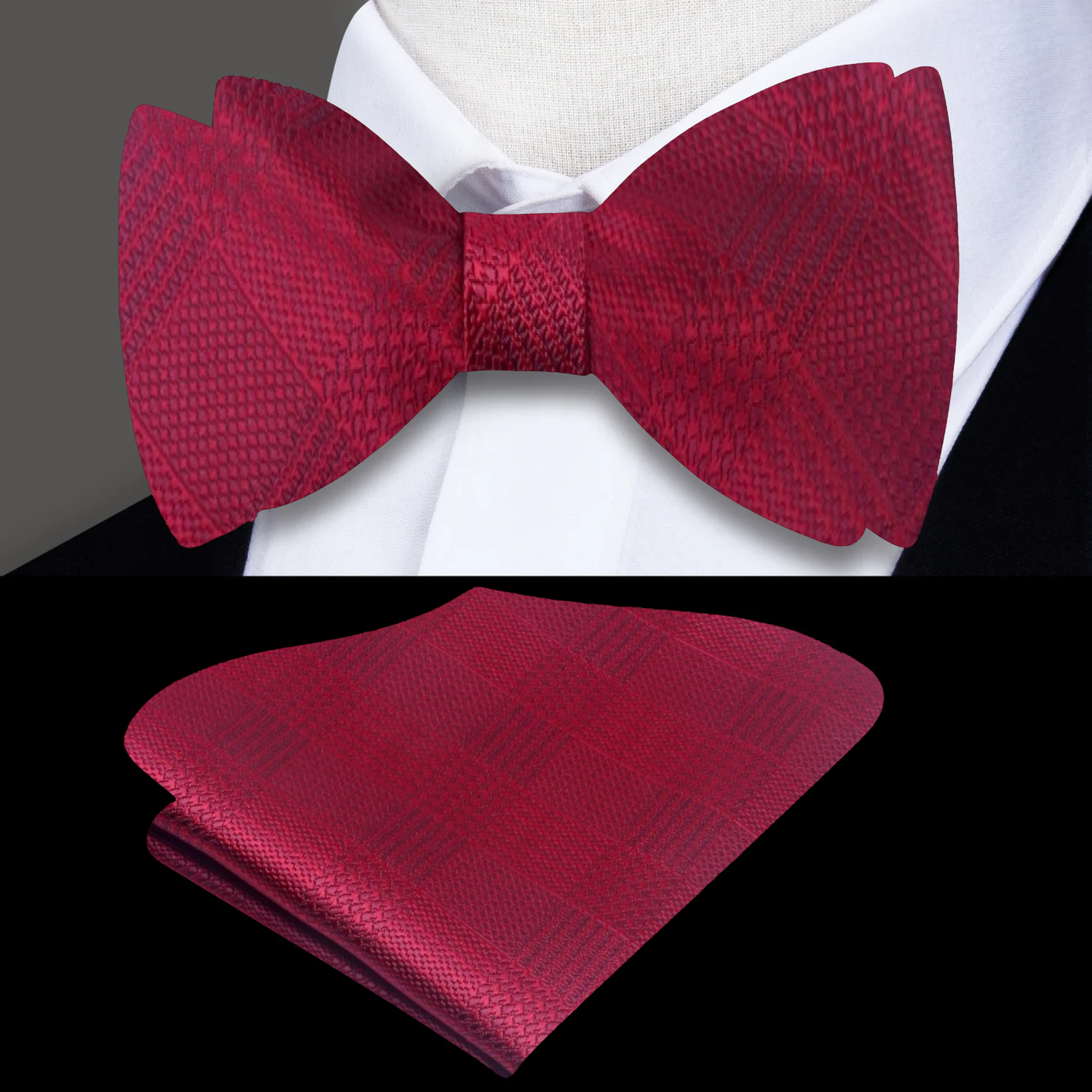 Red Geometric Bow Tie and Square