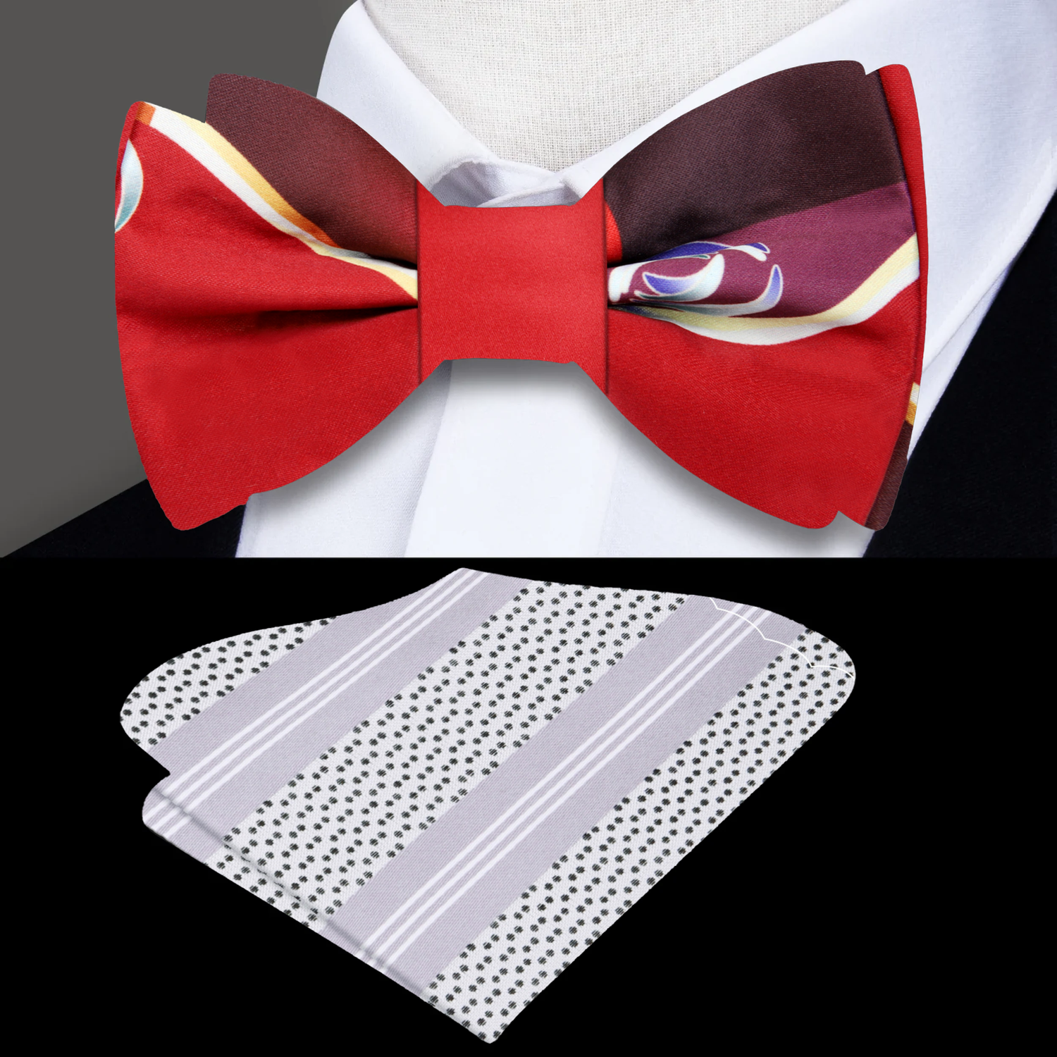 Red Bow Tie and Accenting Grey Square