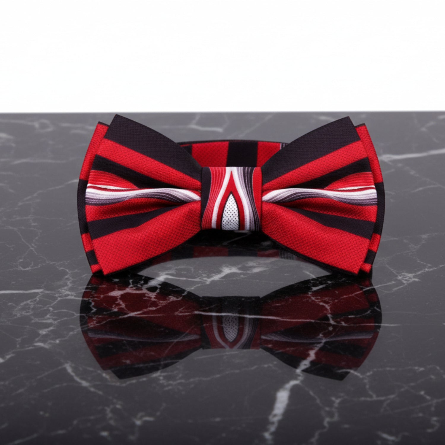 Red, Black Abstract Bow Tie Pre Tied