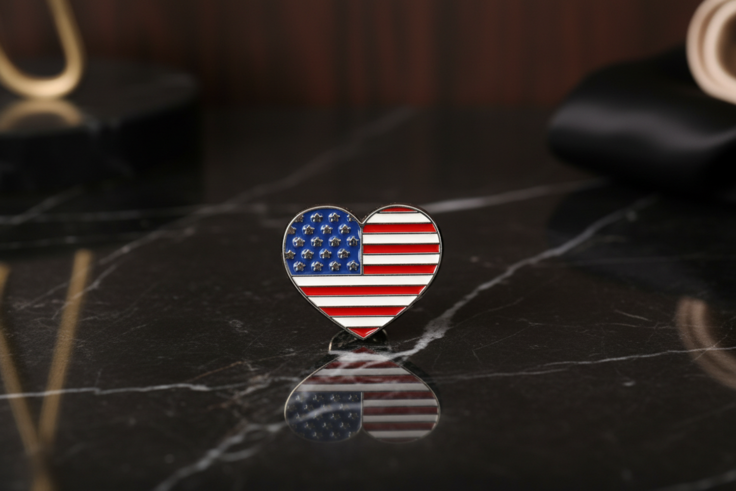 Heart Shaped Red White and Blue Lapel Pin