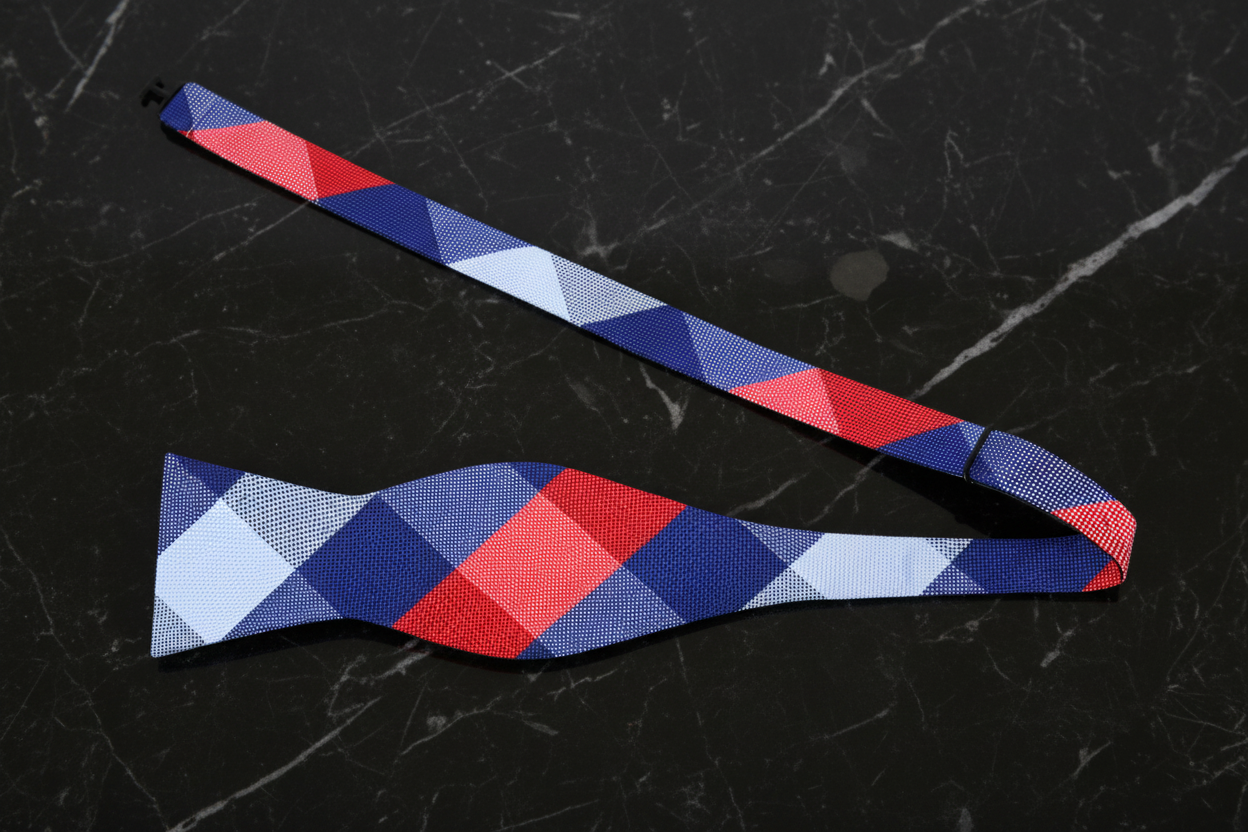 Red and Blue Plaid Self Tie Bow Tie