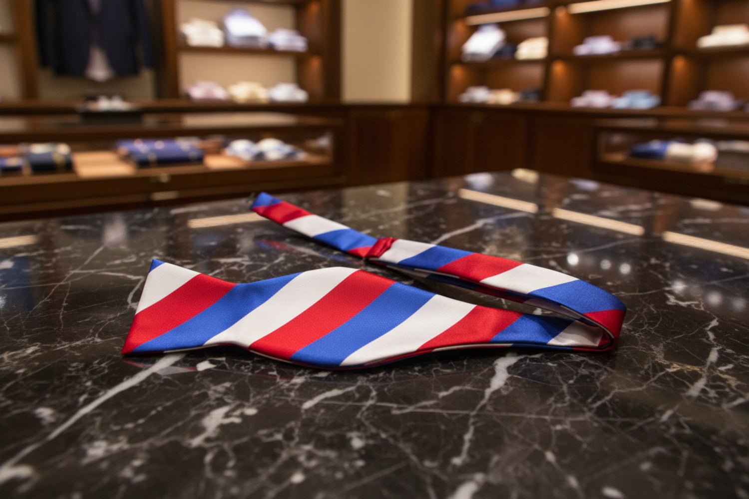Red, White and Blue Stripe Self Tie Bow Tie