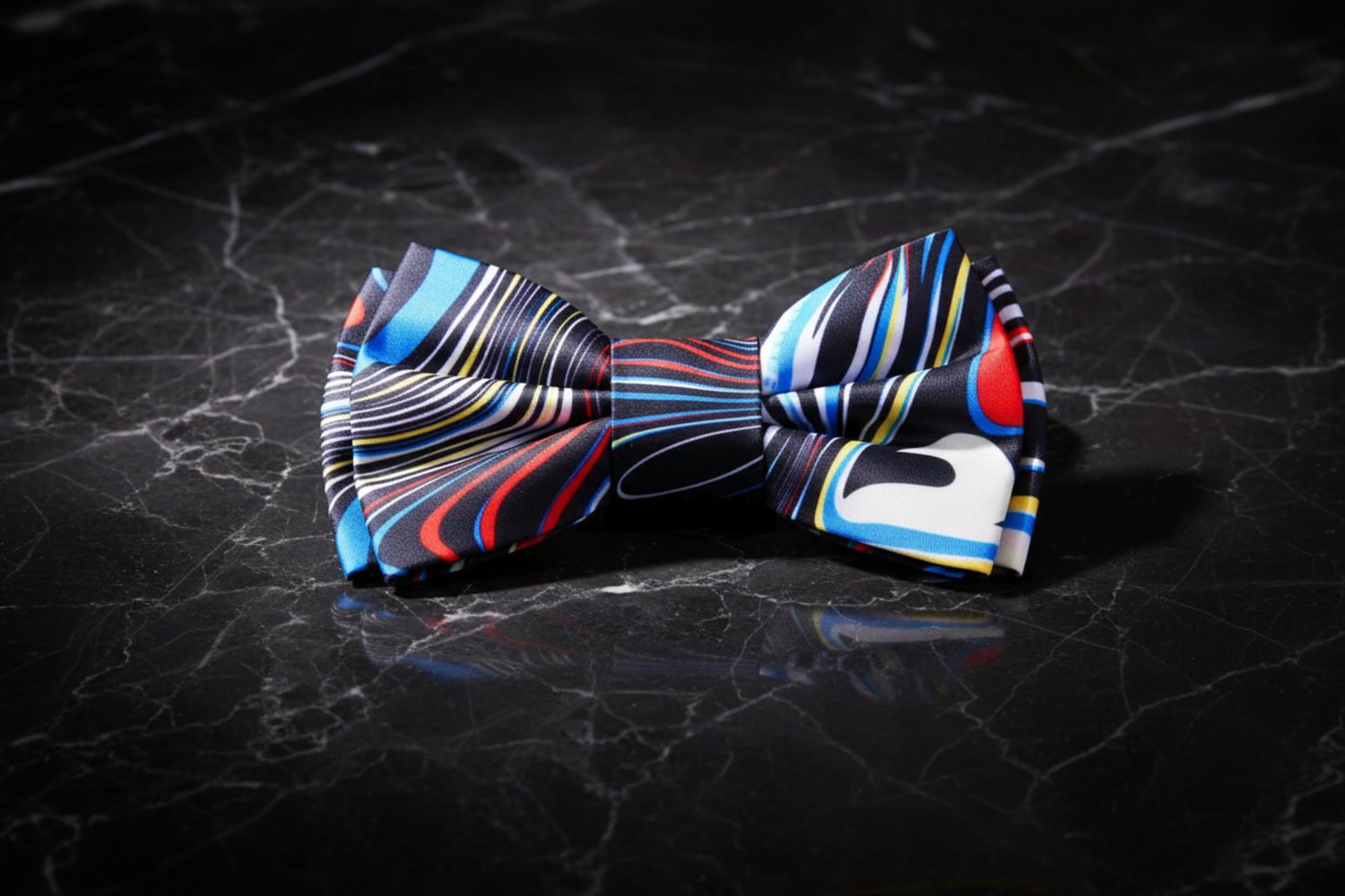  Red, White, Blue, Black Abstract Bow Tie Pre tied