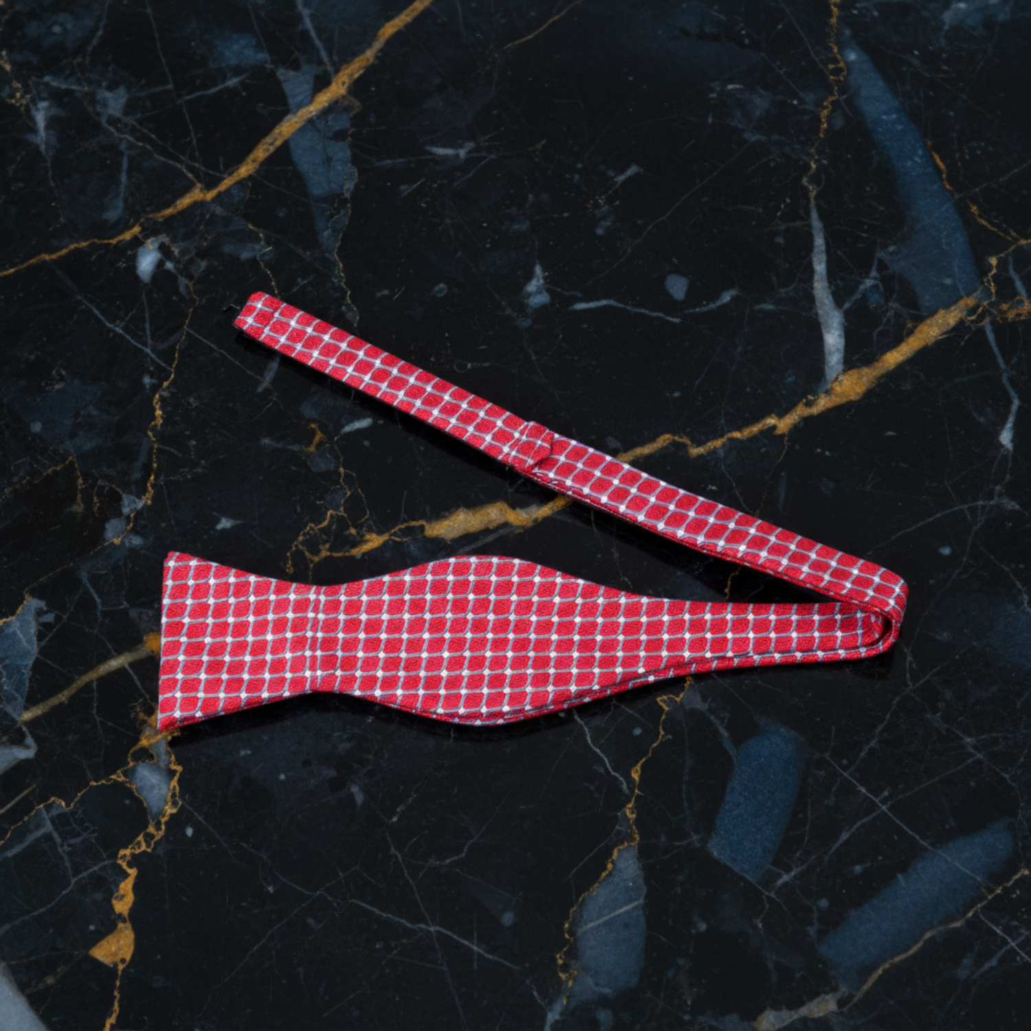 Red, White, Blue Geometric Self Tie Bow Tie
