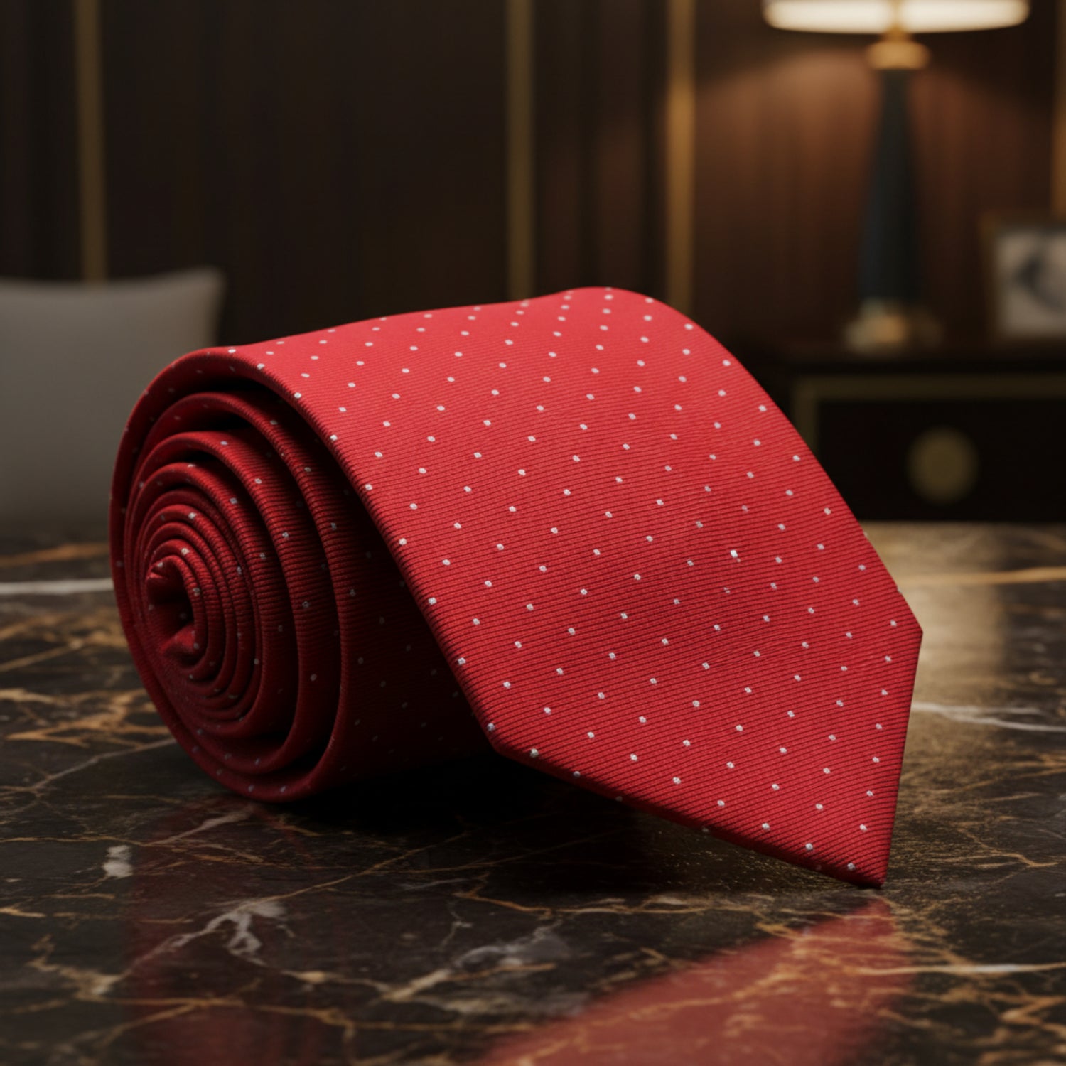 Red and White Polka Necktie
