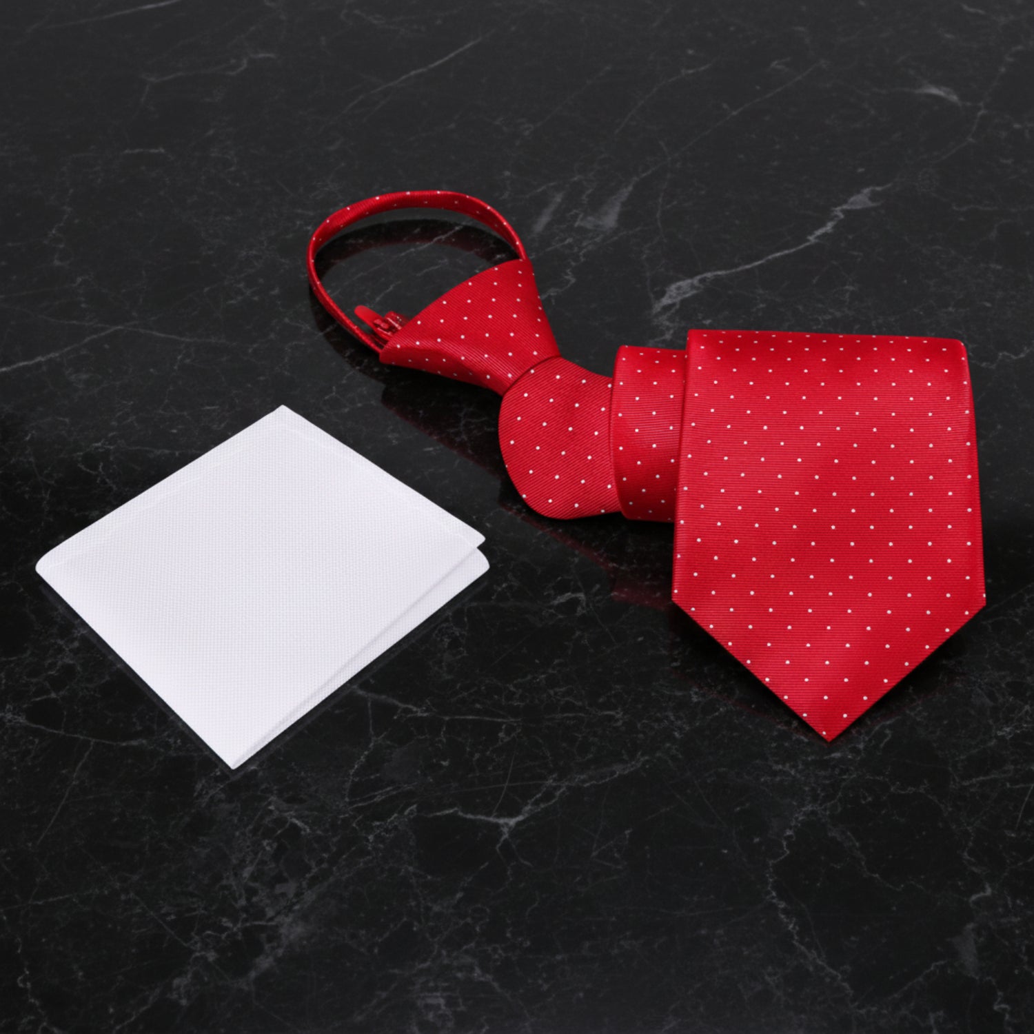 Zipper: Red, White Polka Necktie and White Square