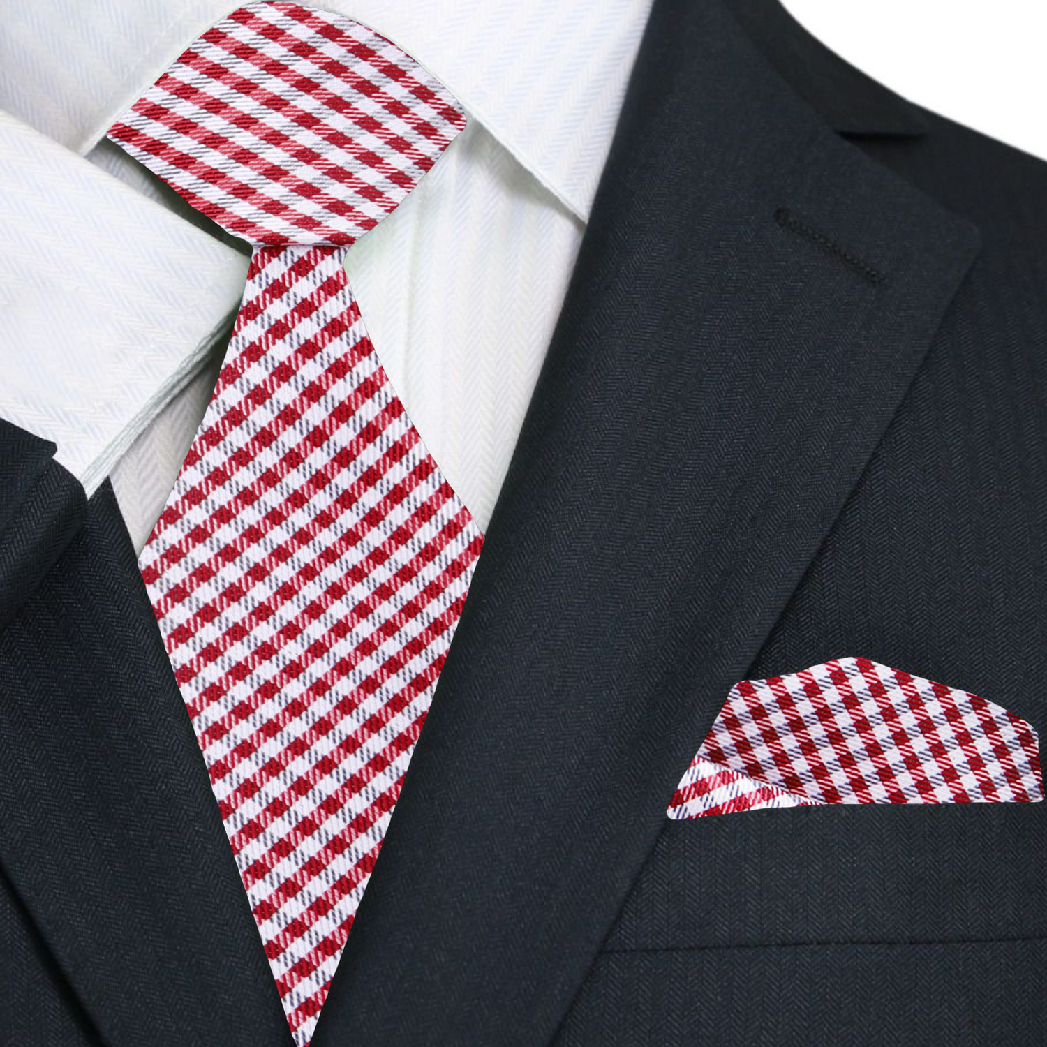 Red Check Necktie and Square