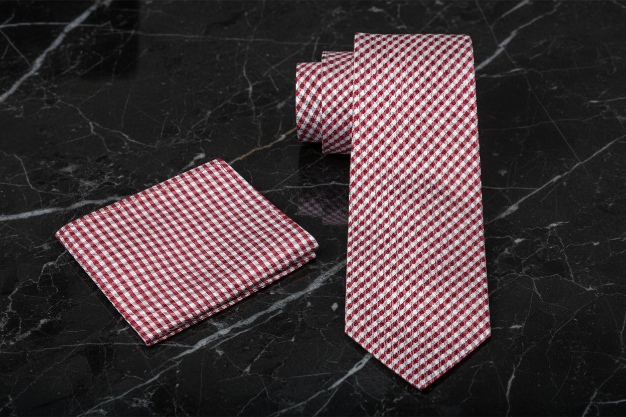 Alt Red Check Necktie and Square