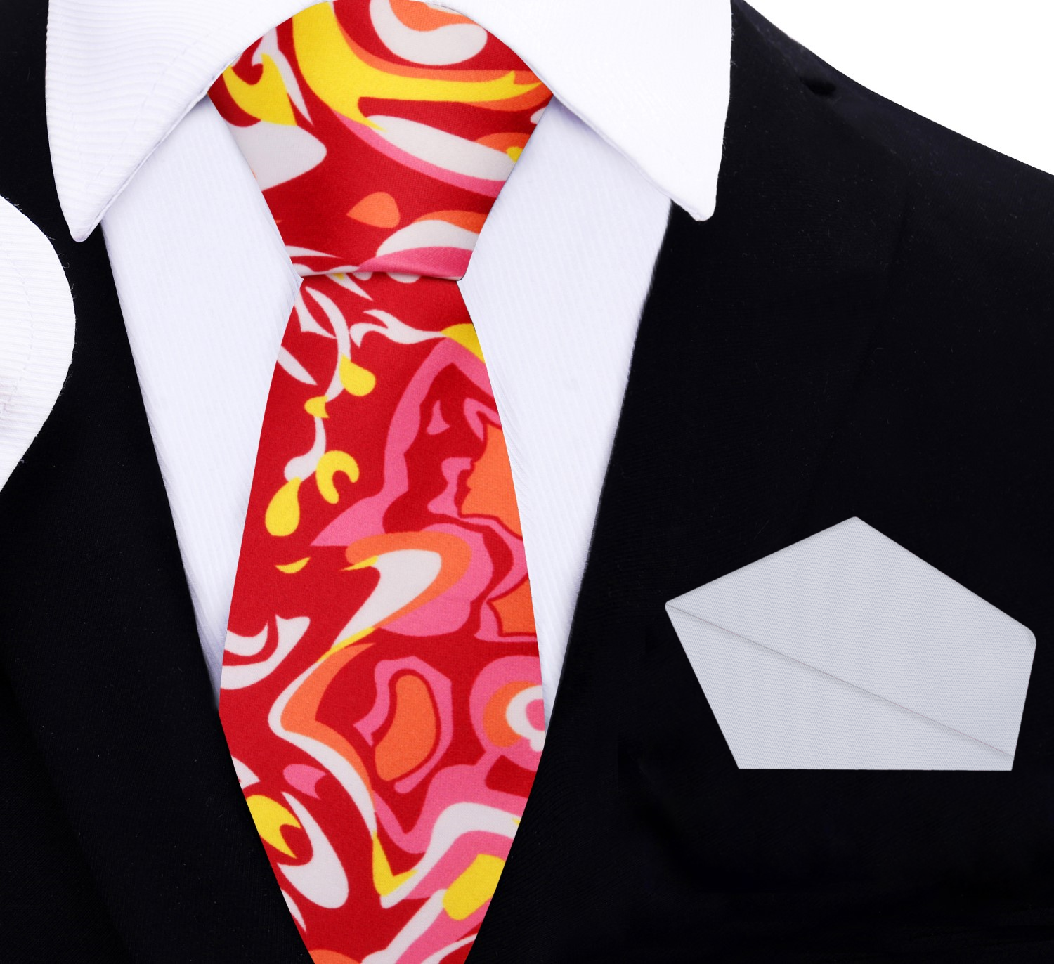 Red Pink Orange Abstract Floral Necktie | Bold Dress Tie