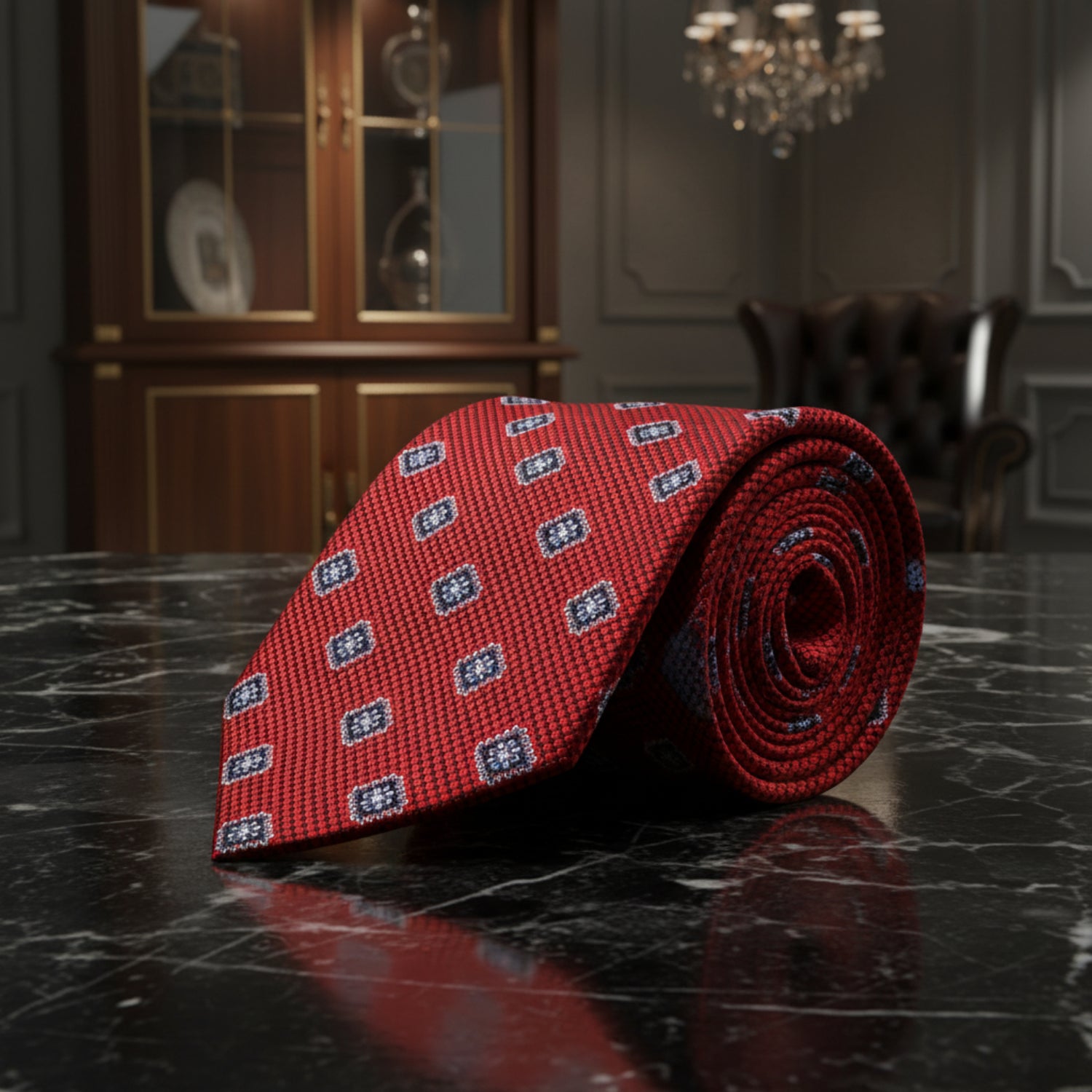 Red Medallions Necktie  