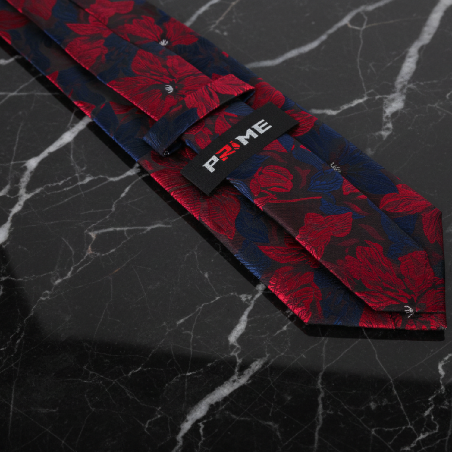Red and Blue Hibiscus Flower Necktie Keep