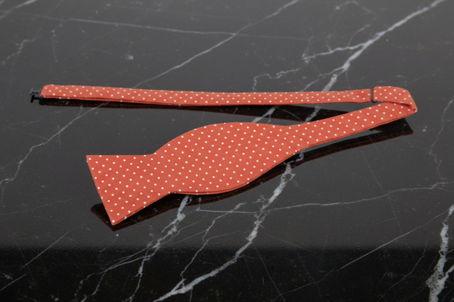 Reddish Orange with White Dots Bow Tie Self Tie