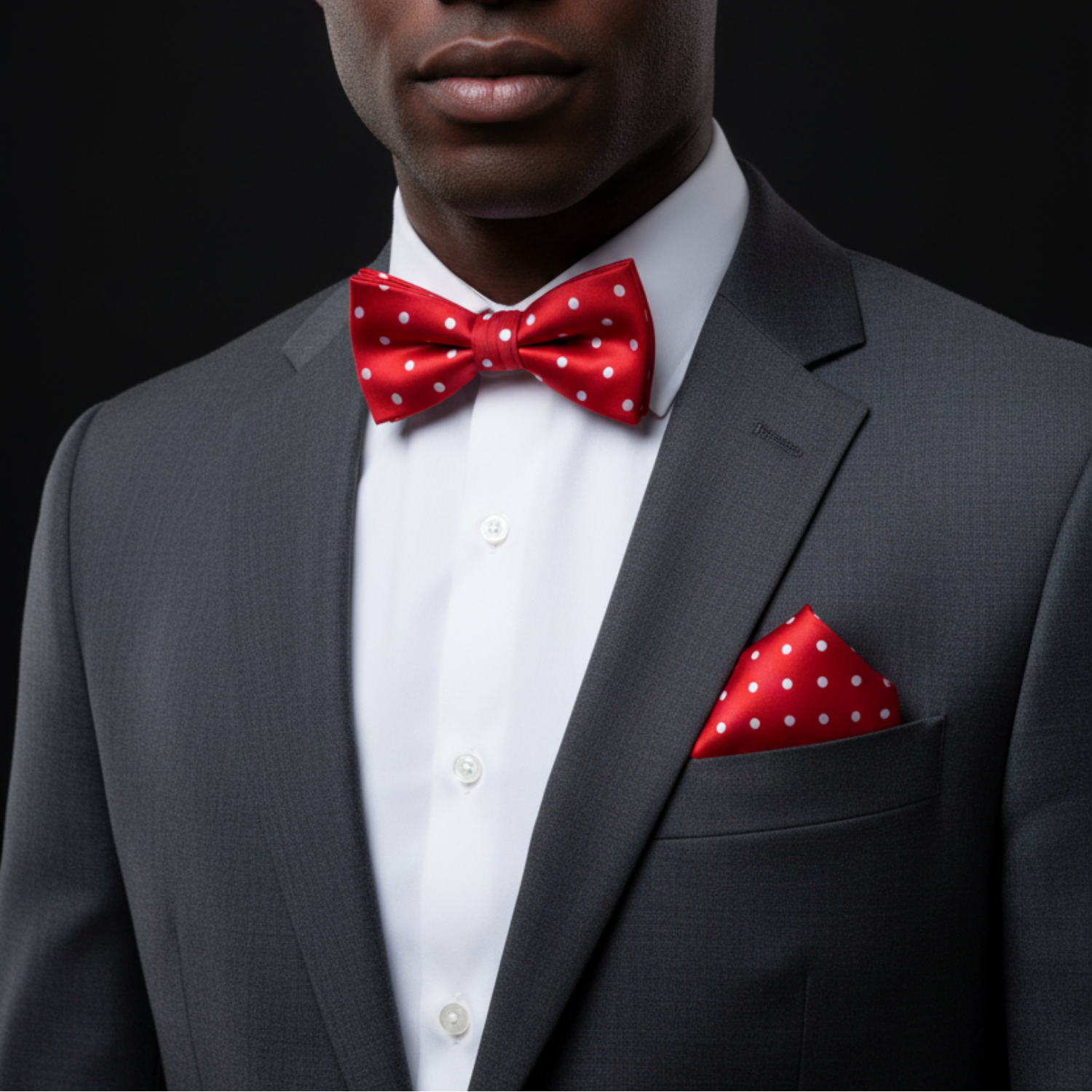 Red with Small White Polka Dot Pattern Self-Tie Bow Tie