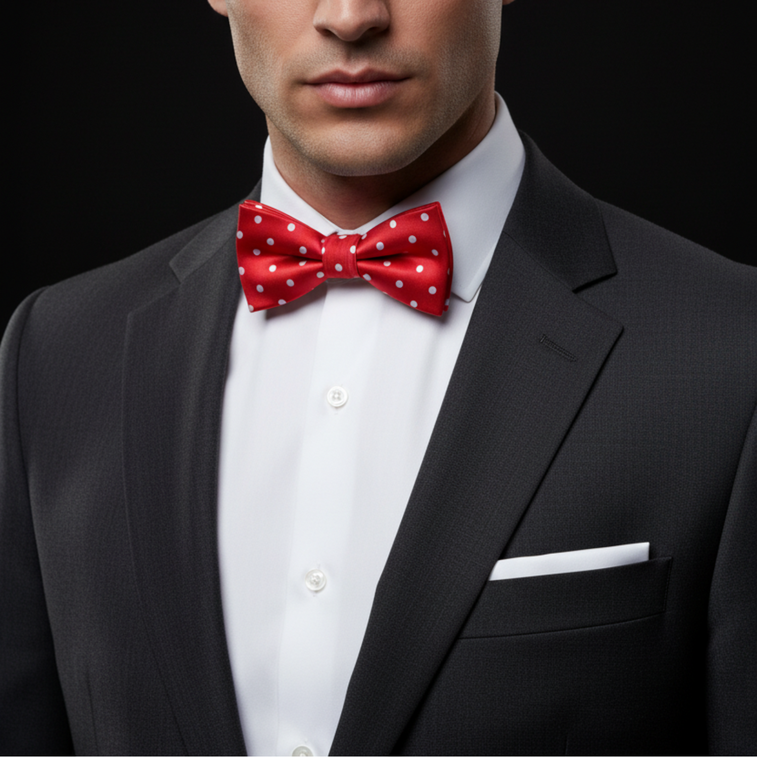 Red with Small White Polka Dot Pattern Self-Tie Bow Tie
