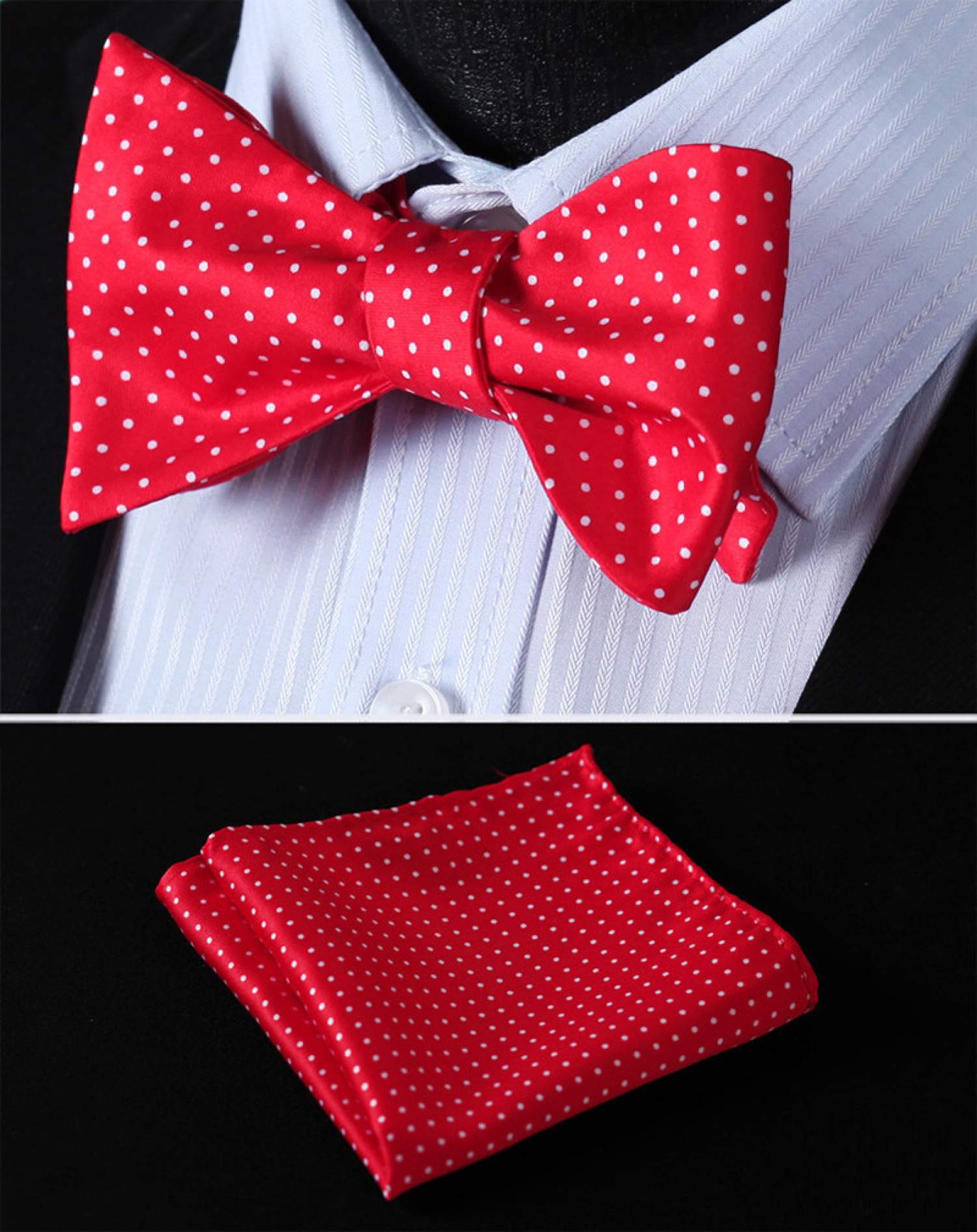 Red and White Polka Bow Tie and Square