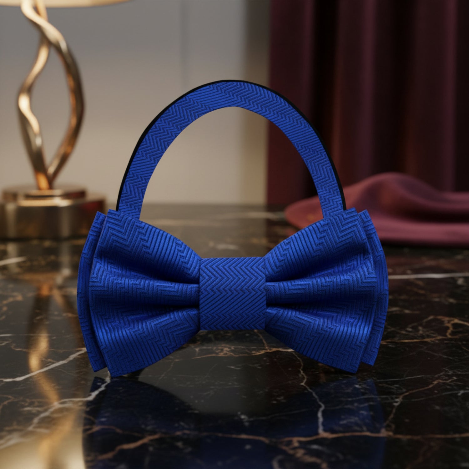 A Solid Rich Royal Blue Pattern Pre Tie Bow Tie