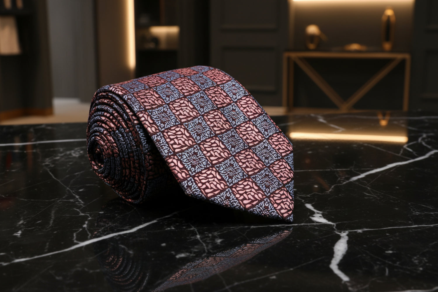 Rose Gold Geometric Necktie 