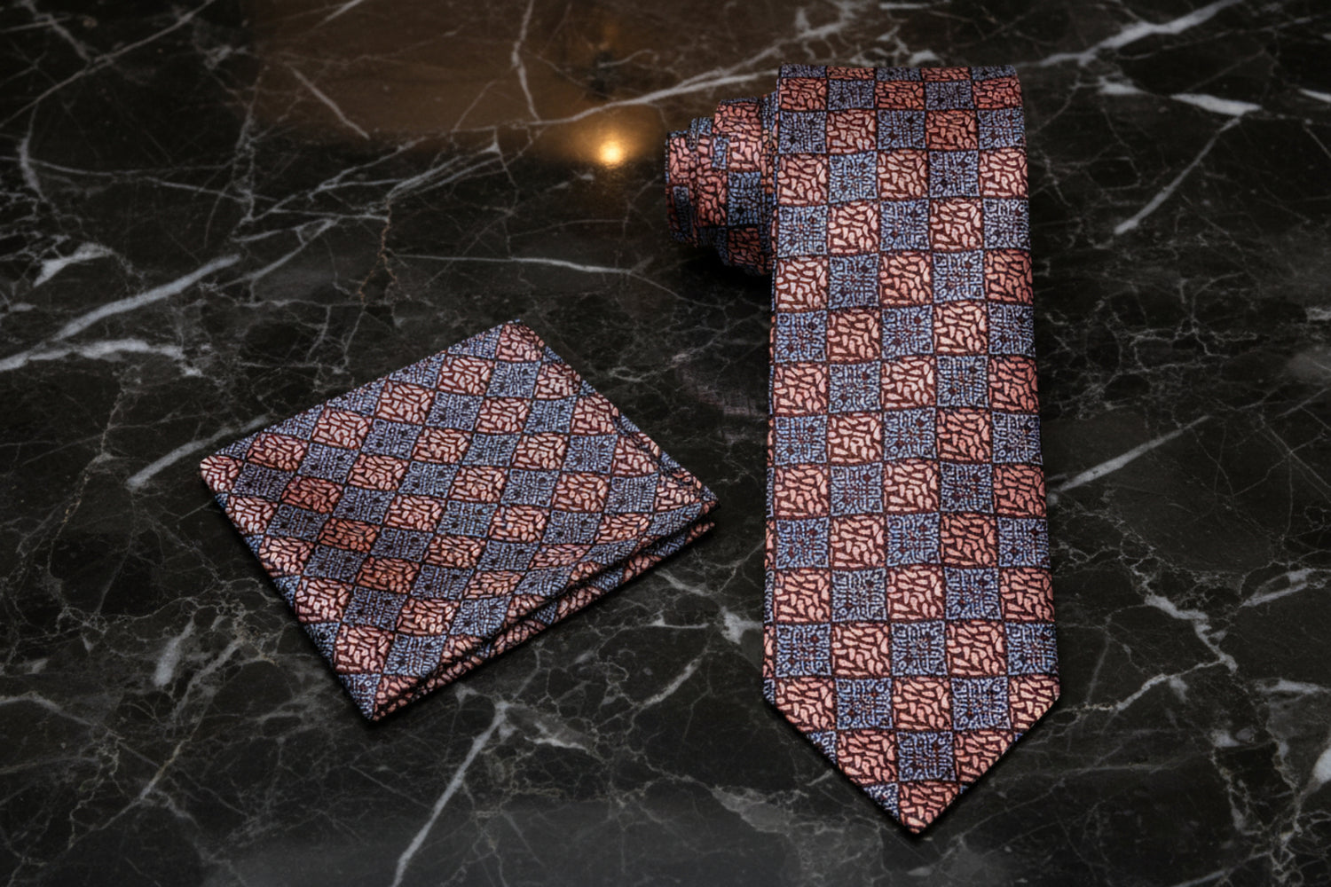 Alt View: Rose Gold Geometric Necktie and Square