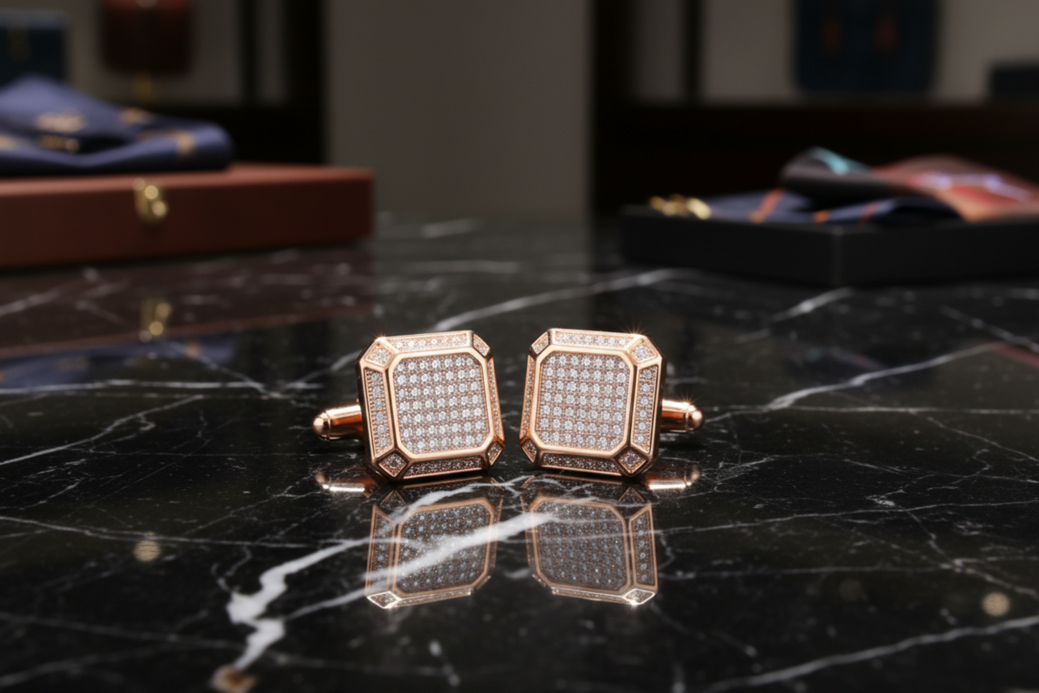 Rose Gold Color Square Cufflinks