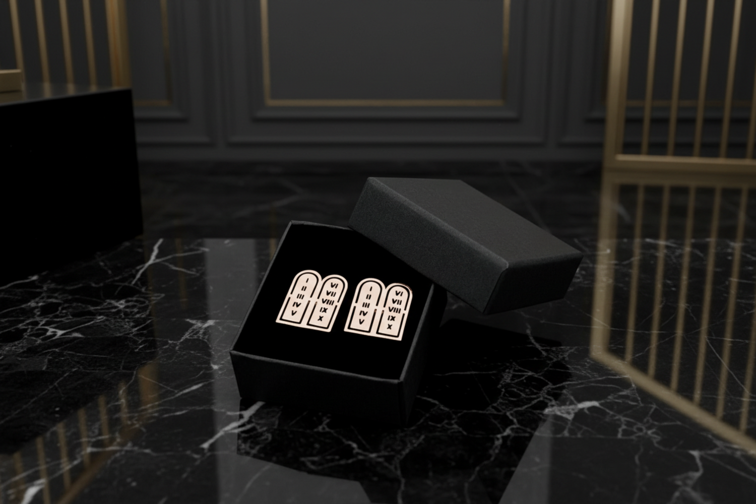 Rose Gold Color Ten Commandments Cufflinks
