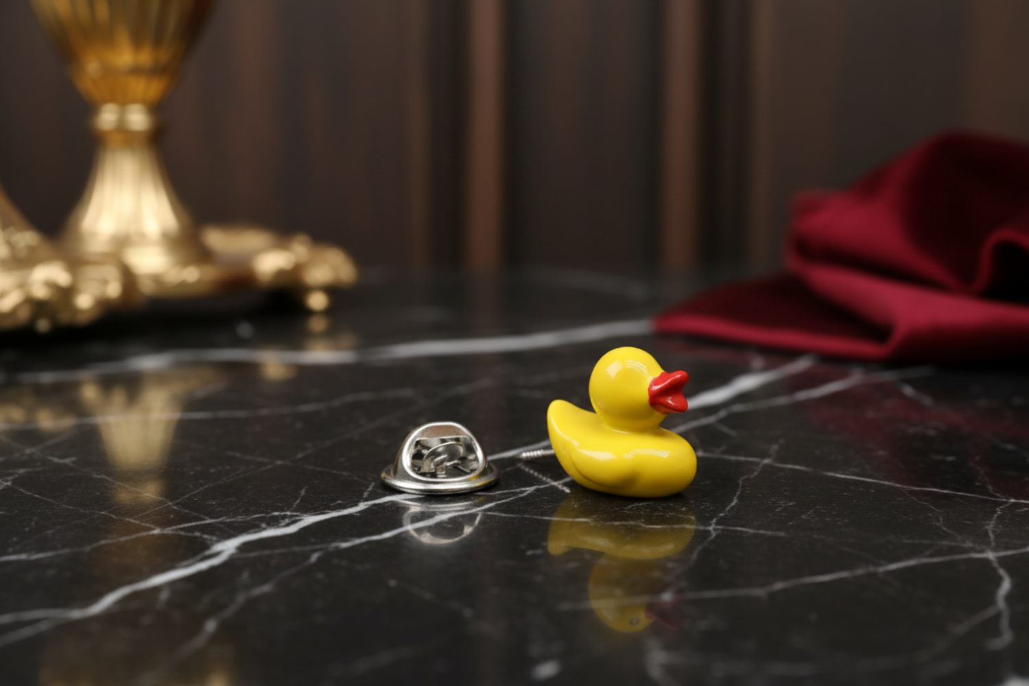 a yellow rubber duck lapel pin fun