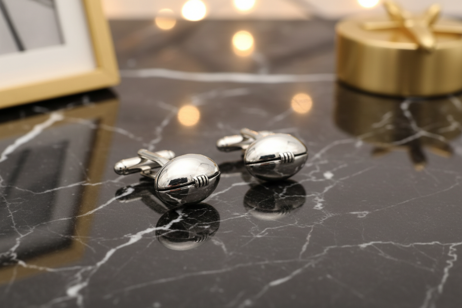 Chrome Football Cufflinks