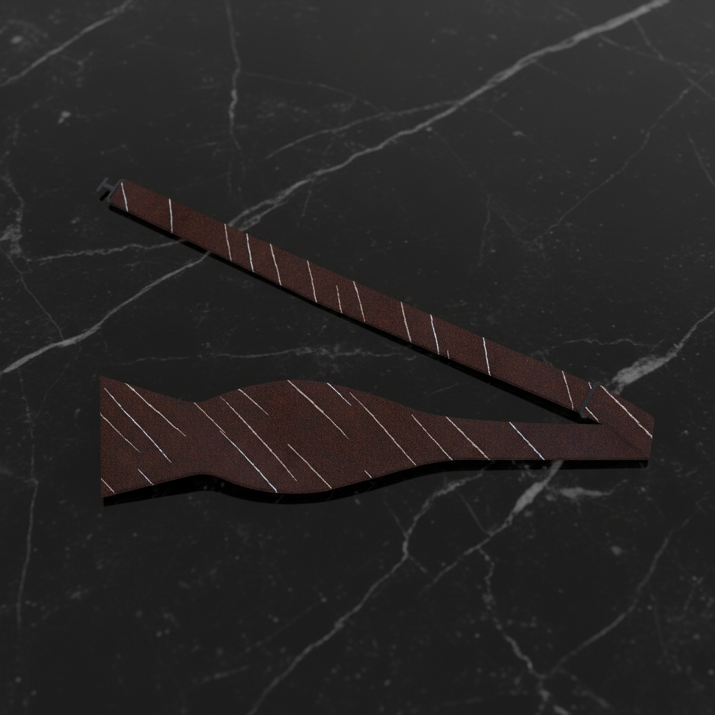 Brown lined bow tie self tie