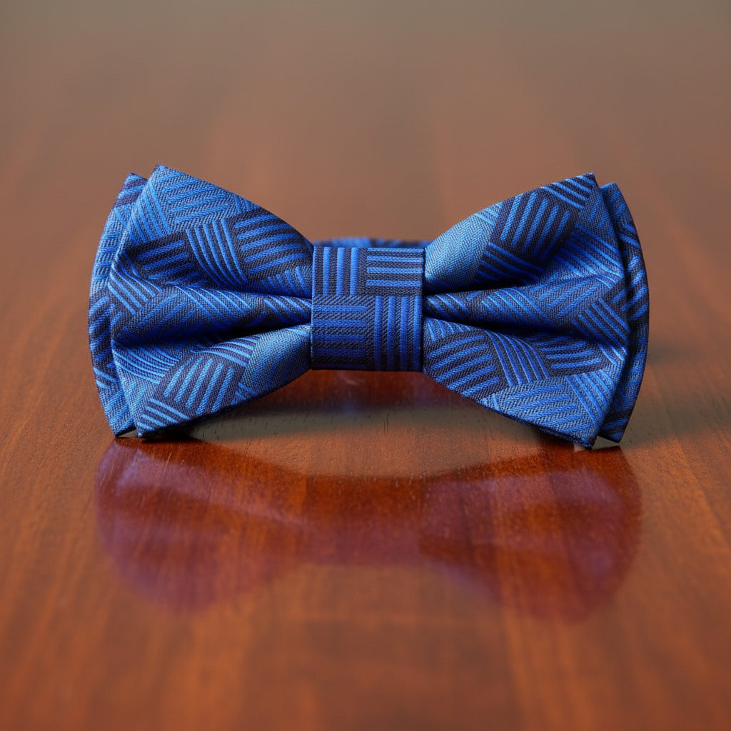 Blue Geometric Bow Tie Pre Tied