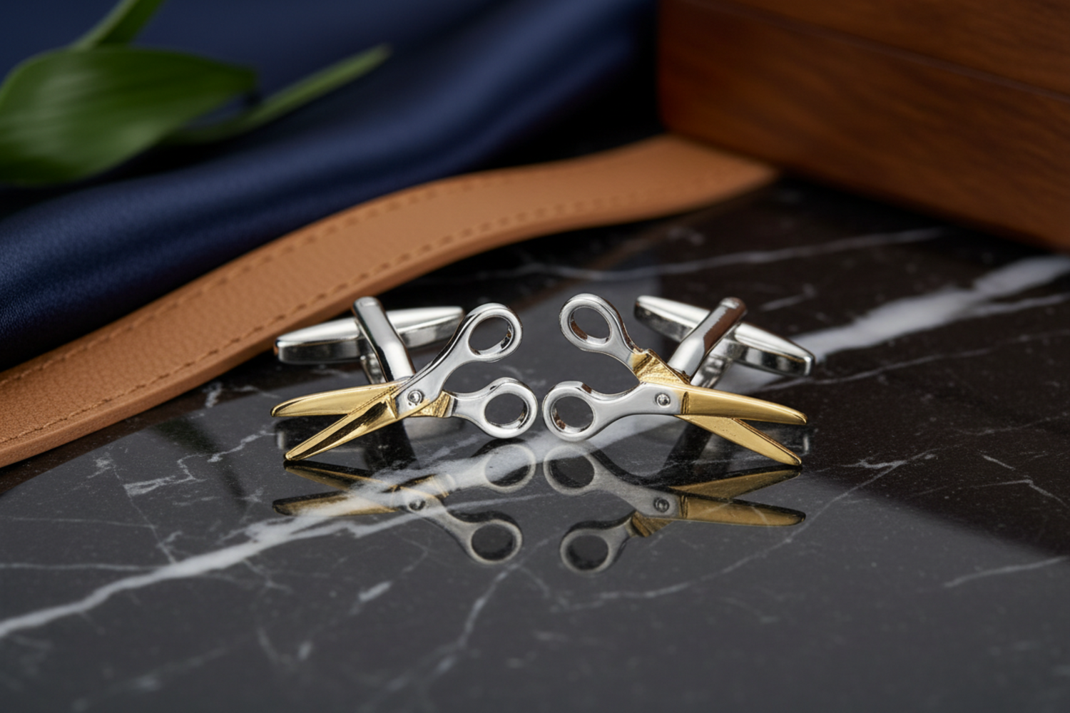 chrome scissor cufflinks